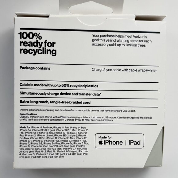 Lightning to USB-A Charging Sync Cable, 10-foot braided - Picture 2 of 2